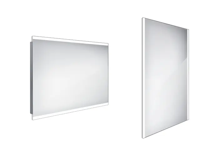 Nimco spogulis - LED vannas istabas spogulis 100x70 cm, kvadrātveida, alumīnijs ZP 12004
