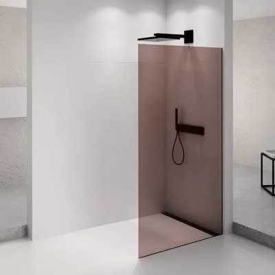 Polysan Architex - Walk-In dušas siena, 106x210 cm, matēti melns/Marron stikls AXB110MR