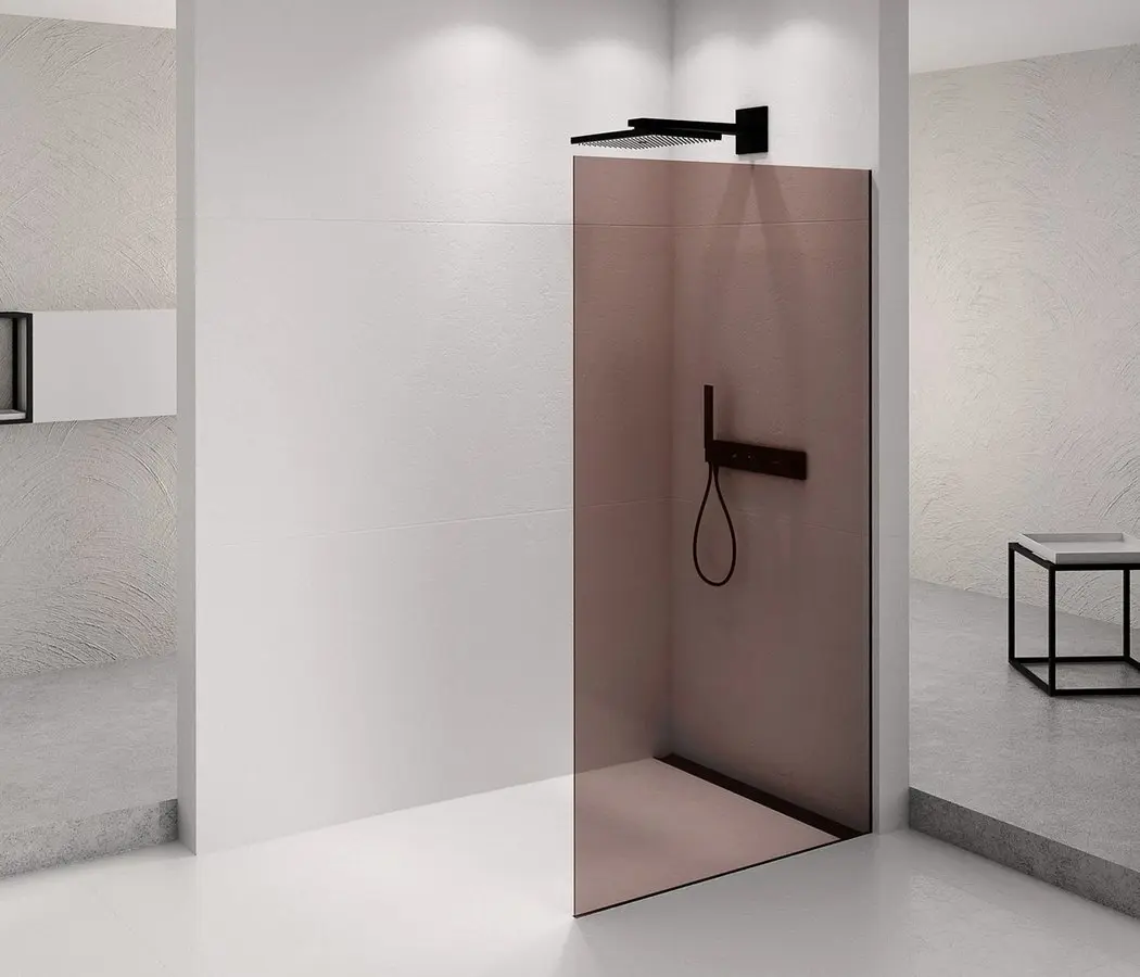 Polysan Architex - Walk-In dušas siena, 106x210 cm, matēti melns/Marron stikls AXB110MR