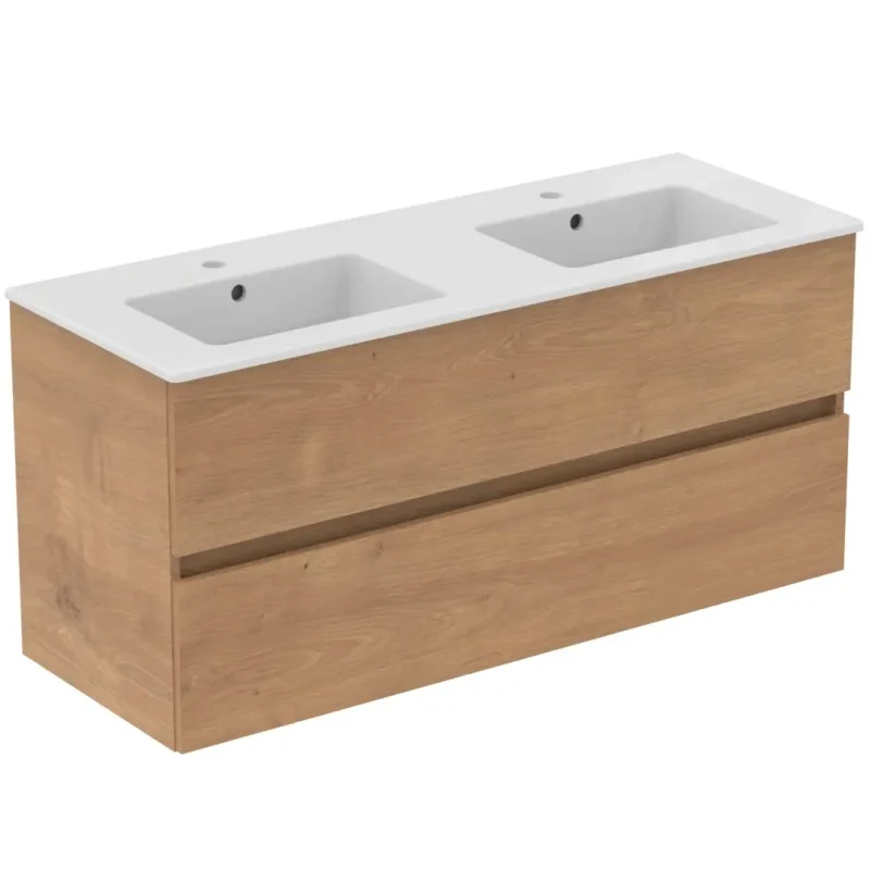 Ideal Standard Eurovit+ - dubultizlietne ar zemizlietnes skapi, 55x120x44 cm, 2 atvilktnes, dabīgs ozols R0576Y8