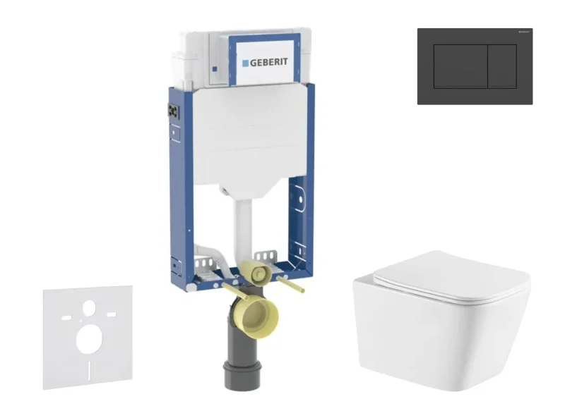 Geberit Kombifix - komplekts priekšsienas elements, Arkas I WC ar Softclose sēdekli un Sigma20 vadības plati, matēti melns/melns SANI15CA5164