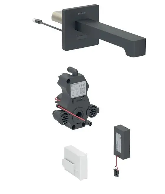 Geberit Brenta - elektronisks zemapmetuma izlietnes vārsts, darbība ar baterijām, easy to clean, matēti melns 116.293.14.1