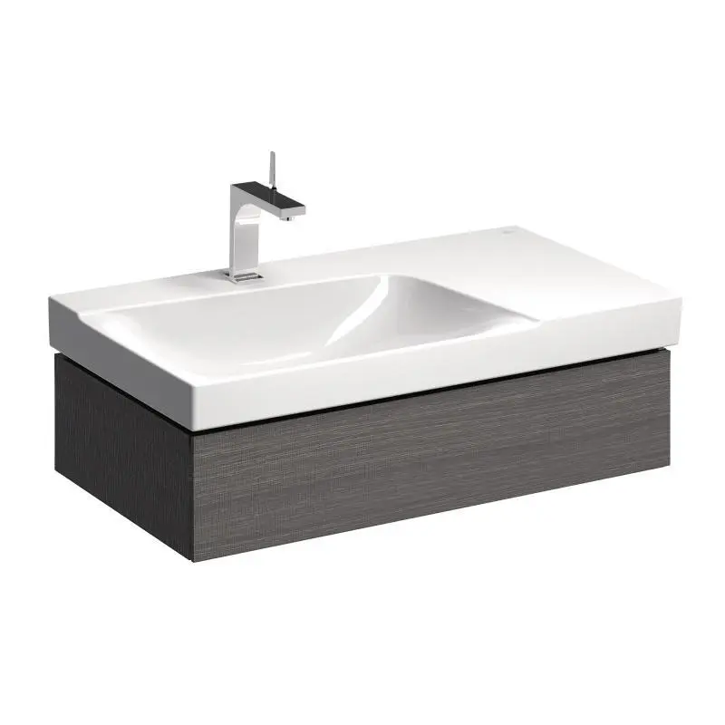 Geberit Xeno 2 - izlietnes skapītis 90 cm ar virsmu, izvelkama atvilktne ar LED apgaismojumu, pelēks 500.513.43.1