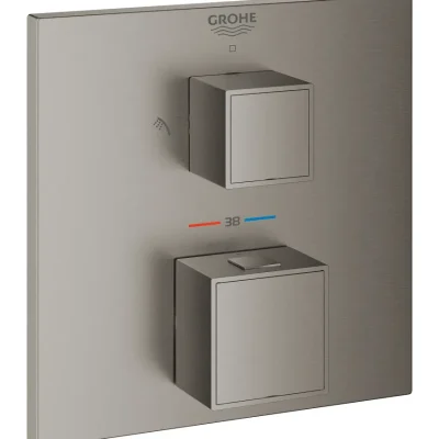 Grohe Grohtherm Cube - zemapmetuma termostata maisītājs 2 patērētājiem, Hard Graphite birstēts 24154AL0