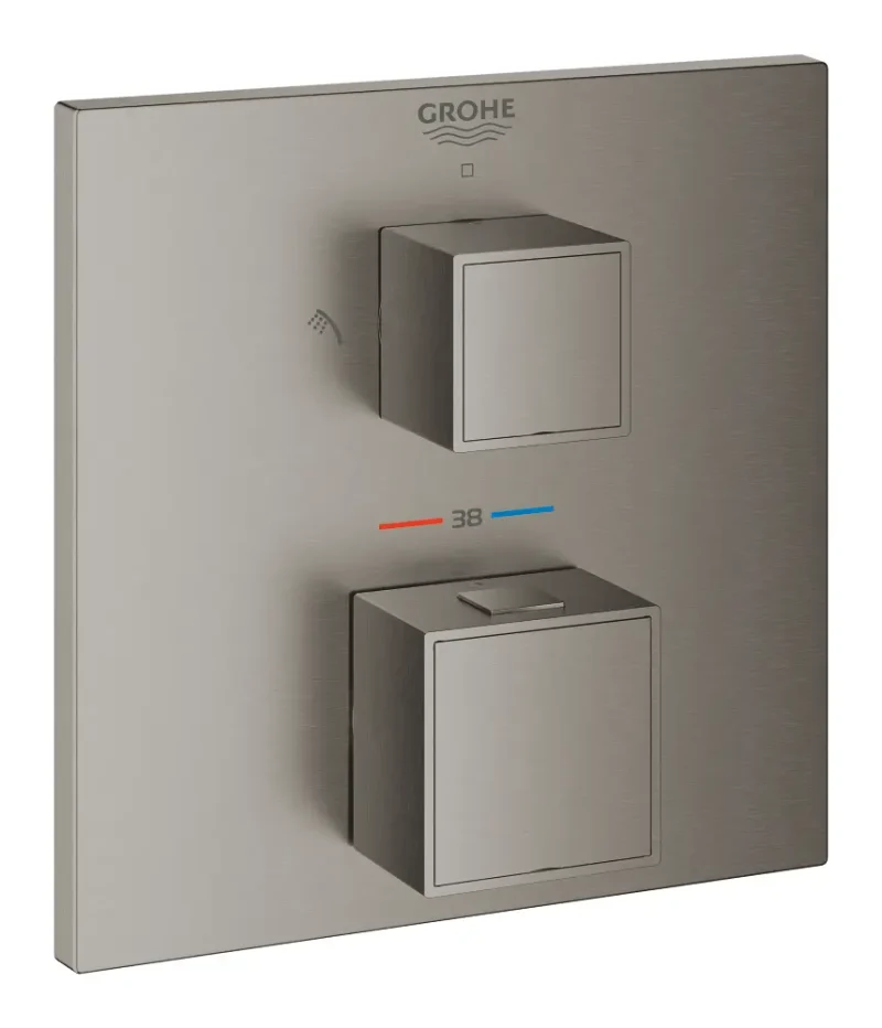 Grohe Grohtherm Cube - zemapmetuma termostata maisītājs 2 patērētājiem, Hard Graphite birstēts 24154AL0