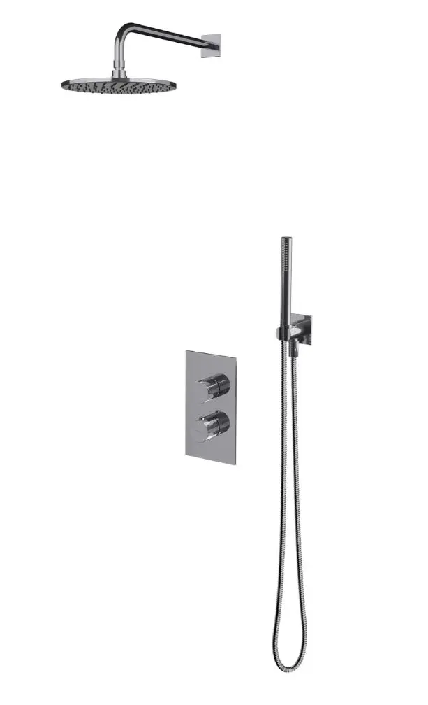 OMNIRES Contour - dušas komplekts ar zemapmetuma termostatu, ar iebūvējamo daļu, diametrs 25 cm, hroms SYSCT11CR