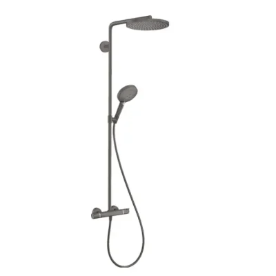Hansgrohe Raindance S - dušas komplekts ar termostatu, diametrs 24 cm, 3 strūklas veidi, EcoSmart+, matēts melns hroms 28825340