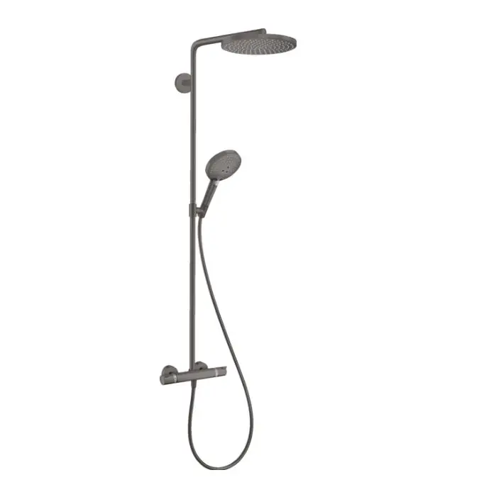 Hansgrohe Raindance S - dušas komplekts ar termostatu, diametrs 24 cm, 3 strūklas veidi, EcoSmart+, matēts melns hroms 28825340
