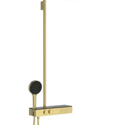Ideal Standard Ceratherm Solos - dušas komplekts ar termostatu, diametrs 33 cm, 3 strūklu veidi, ar LED apgaismojumu, birstēts zelts A7883A2