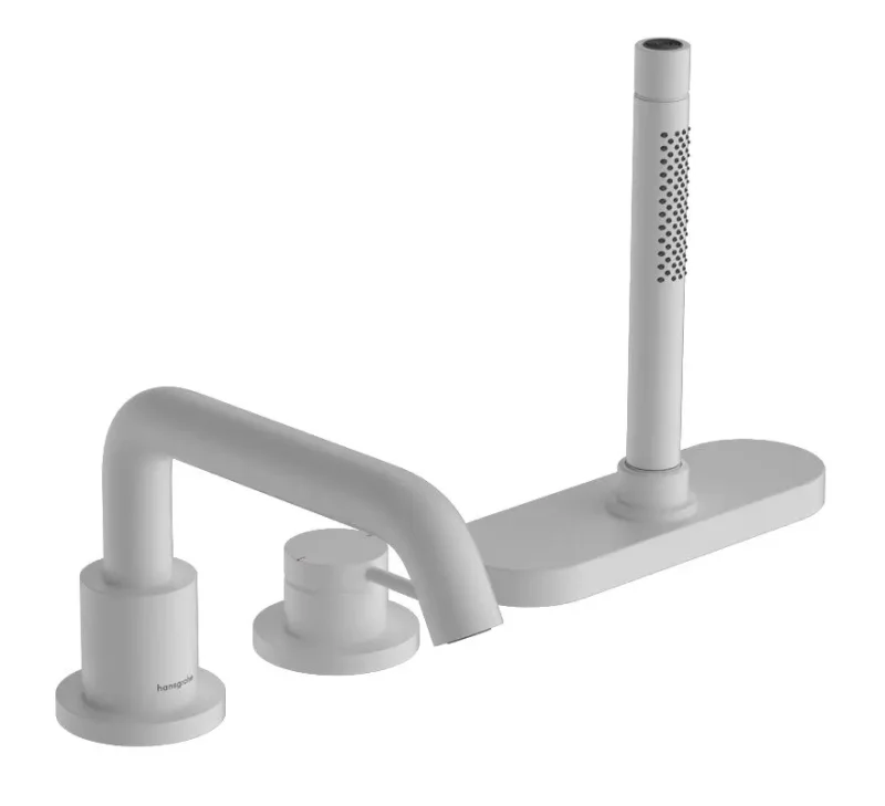 Hansgrohe Tecturis S - vannas maisītājs vannas malai, 3 caurumu montāža, sBox, balts matēts 73447700