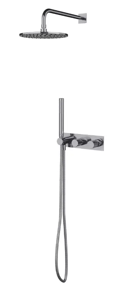 OMNIRES Contour - dušas komplekts ar zemapmetuma maisītāju, ar iebūvējamo daļu, diametrs 25 cm, hroms SYSCT10CR