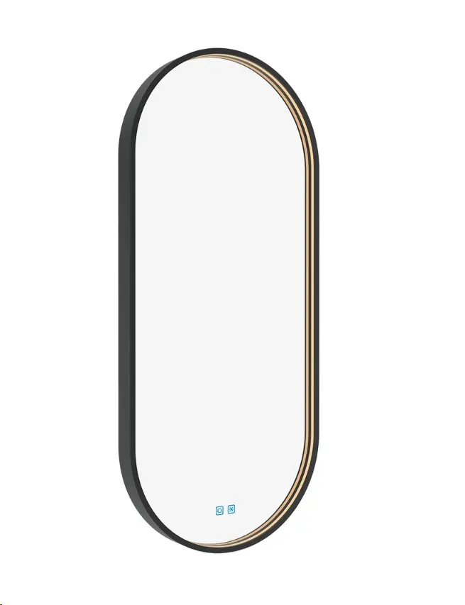 Nimco spogulis - spogulis ar LED apgaismojumu, 50x100 cm, pieskāriena sensors, melns ZPC 32004LVX-90