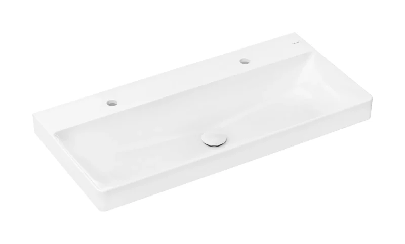 Hansgrohe Xelu Q - izlietne 100x48 cm, bez pārplūdes, 2 caurumiem jaucējkrānam, SmartClean, balta 61040450