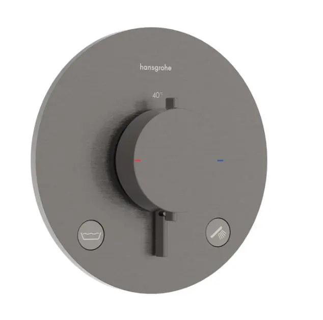 Hansgrohe Ecostat Comfort S - zemapmetuma termostata maisītājs 2 patērētājiem, hroms melns birstēts 33718340