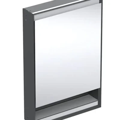 Geberit ONE - spoguļskapis ar LED apgaismojumu, 60x90x15 cm, eņģes labajā pusē, ar nišu, iebūvējams, melns matēts 505.821.00.7
