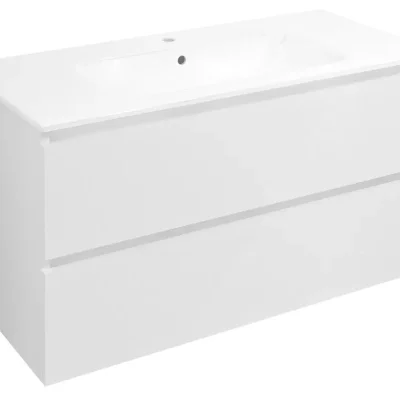 Sapho Ezara - izlietnes skapītis, 100x46x52 cm, 2 atvilktnes, augsti spīdīgs balts EZ101-3030