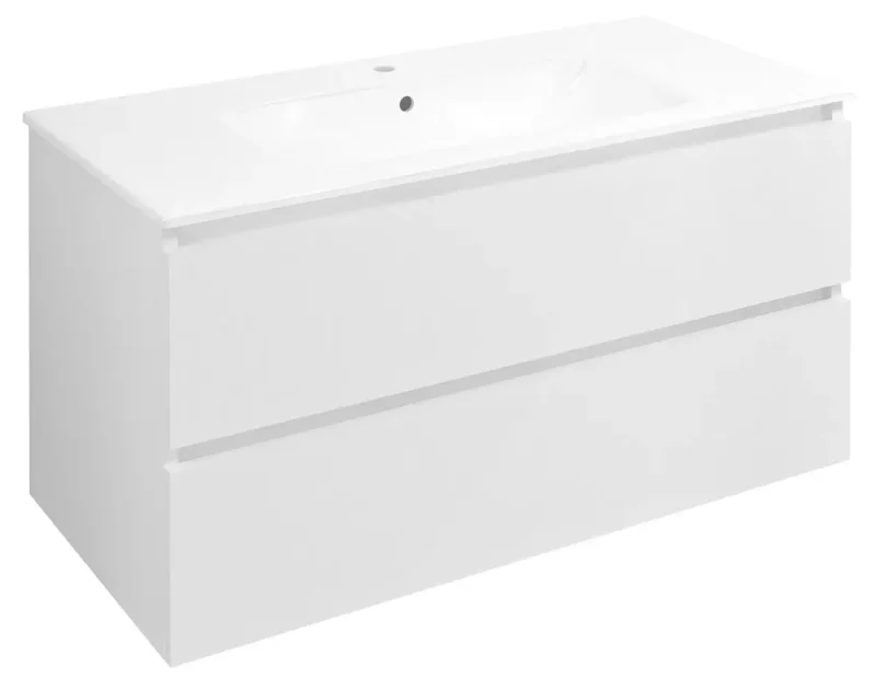 Sapho Ezara - izlietnes skapītis, 100x46x52 cm, 2 atvilktnes, augsti spīdīgs balts EZ101-3030
