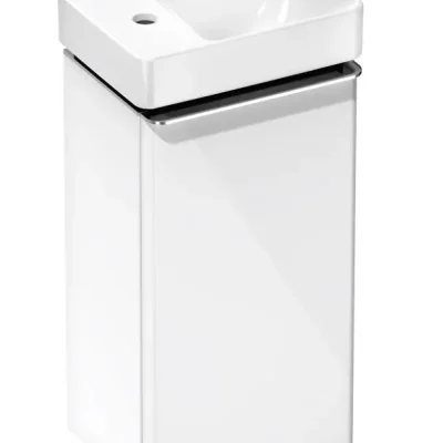 Hansgrohe Xelu Q - roku mazgāšanas izlietne ar apakškabinetu, 63x34x27 cm, 1 durvis, eņģes kreisajā pusē, balta spīdīga/hroms 54362000