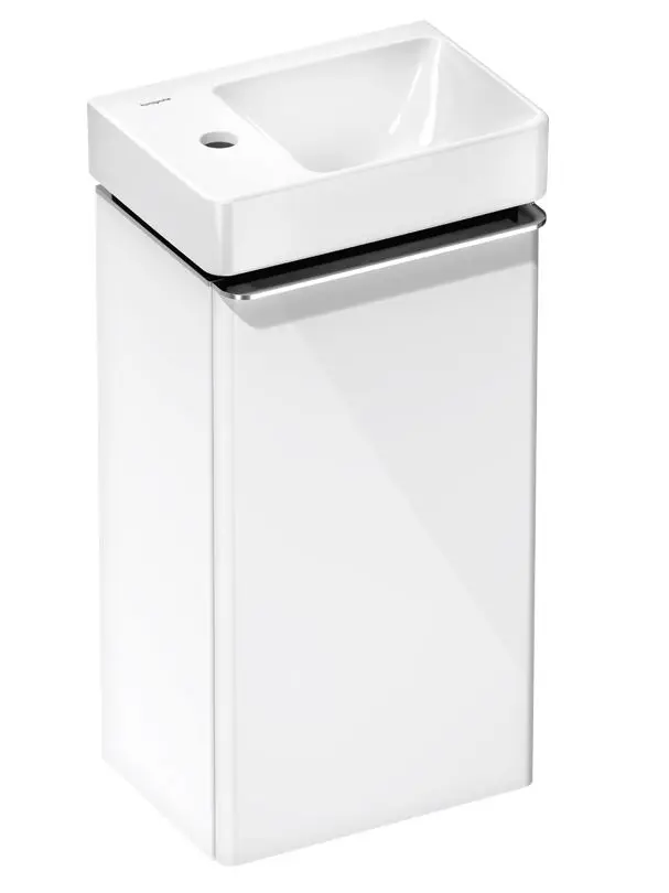 Hansgrohe Xelu Q - roku mazgāšanas izlietne ar apakškabinetu, 63x34x27 cm, 1 durvis, eņģes kreisajā pusē, balta spīdīga/hroms 54362000