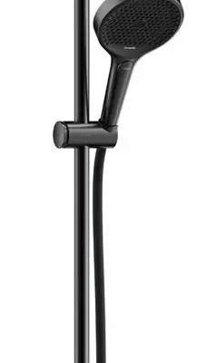 Hansgrohe Rainfinity - dušas komplekts: rokas duša, stienis un šļūtene, 3 strūklas veidi, EcoSmart, hroms melns birstēts 28744340