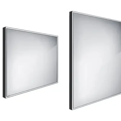 Nimco spogulis - spogulis ar LED apgaismojumu, 80x70 cm, alumīnijs/melns ZPC 13003-90