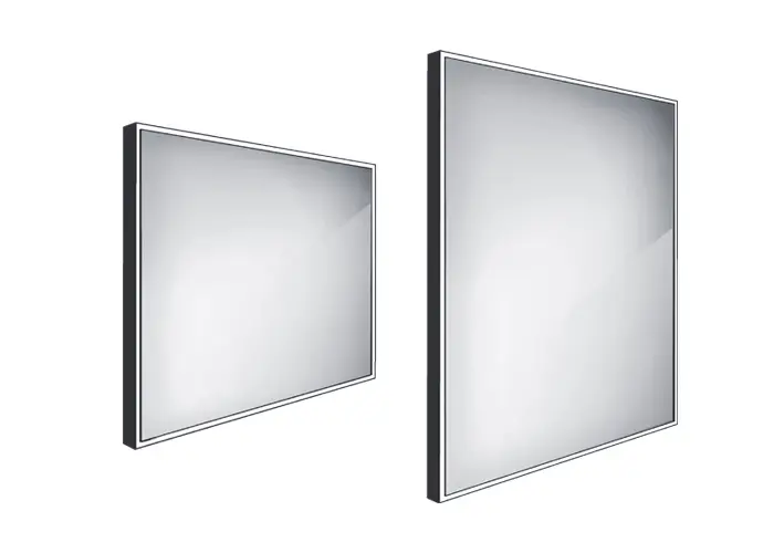 Nimco spogulis - spogulis ar LED apgaismojumu, 80x70 cm, alumīnijs/melns ZPC 13003-90