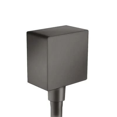 Hansgrohe Fixfit - sienas pieslēgums Square ar pretplūsmas vārstu, melns hroms birstēts 26455340