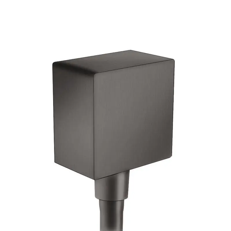 Hansgrohe Fixfit - sienas pieslēgums Square ar pretplūsmas vārstu, melns hroms birstēts 26455340