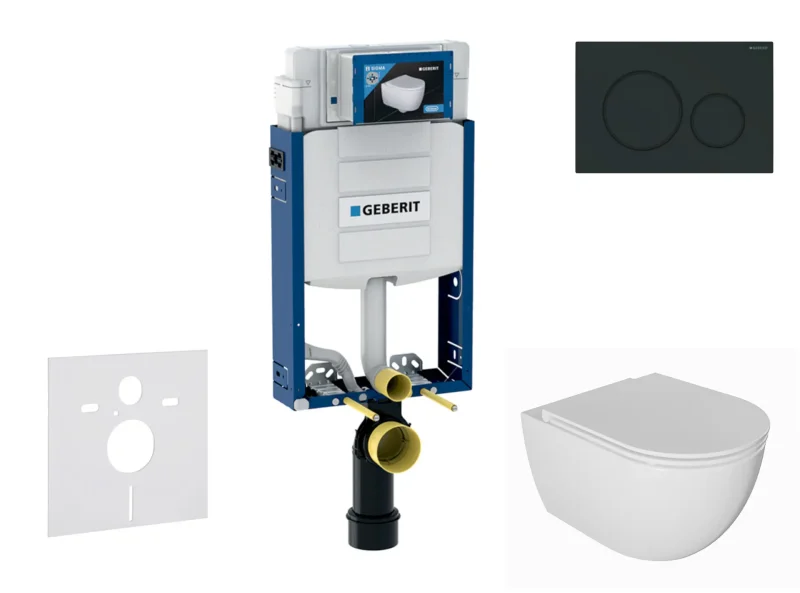 Geberit Kombifix - komplekts priekšsienas elements, WC Oudee ar SoftClose sēdekli un Sigma20 vadības plati, matēti melns/melns SANI15CA5114