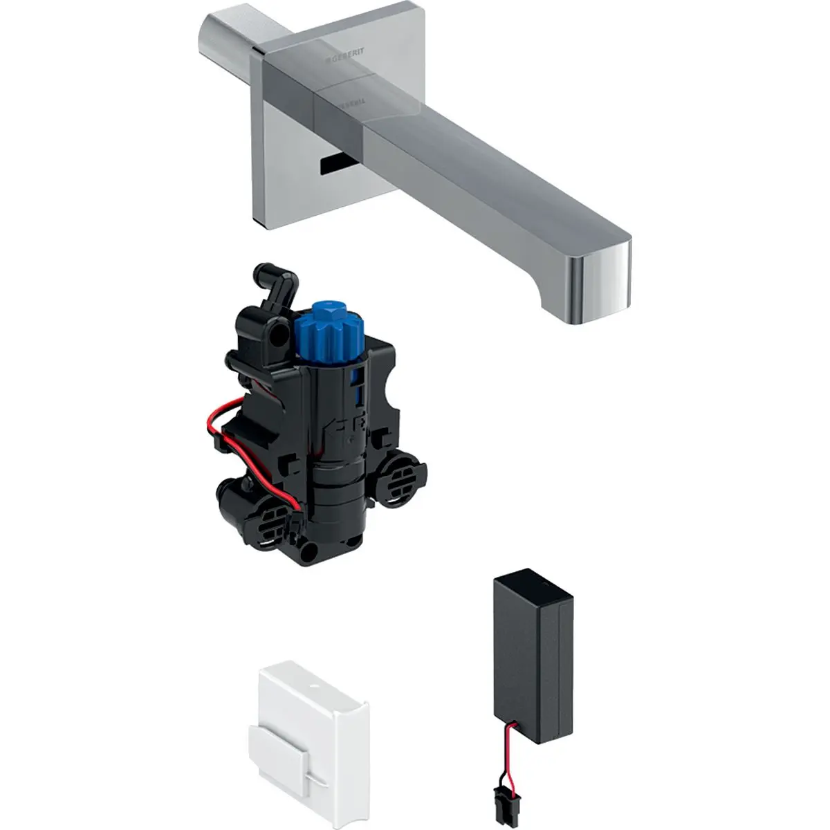 Geberit Brenta - elektroniska termostata izlietnes maisītājs, zemapmetuma, garums 220 mm, darbība ar baterijām, hroms 116.298.21.1