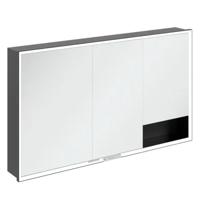 Villeroy & Boch My View+ - spoguļskapītis ar LED apgaismojumu 130x75x17 cm, 3 durvis, melns/melns-matēts B48213VL