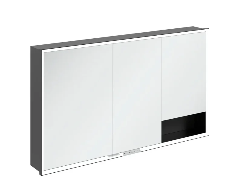 Villeroy & Boch My View+ - spoguļskapītis ar LED apgaismojumu 130x75x17 cm, 3 durvis, melns/melns-matēts B48213VL