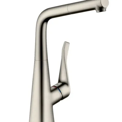 Hansgrohe M71 - virtuves izlietnes maisītājs M7114-H320 ar izvelkamu trauku dušu, sBOX, nerūsējošais tērauds 73812800