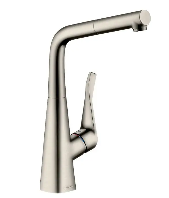 Hansgrohe M71 - virtuves izlietnes maisītājs M7114-H320 ar izvelkamu trauku dušu, sBOX, nerūsējošais tērauds 73812800