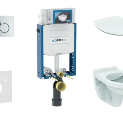 Geberit Kombifix - uzstādīšanas elements sienas WC ar vadības plati SIGMA01, spīdīgs hroms + WC Alpha un WC sēdeklis 110.302.00.5 ND2