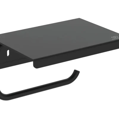Ideal Standard ALU+ - tualetes papīra turētājs ar plauktu, zīdaini melns BD592XG