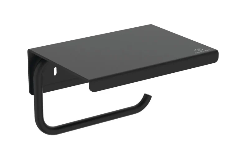 Ideal Standard ALU+ - tualetes papīra turētājs ar plauktu, zīdaini melns BD592XG