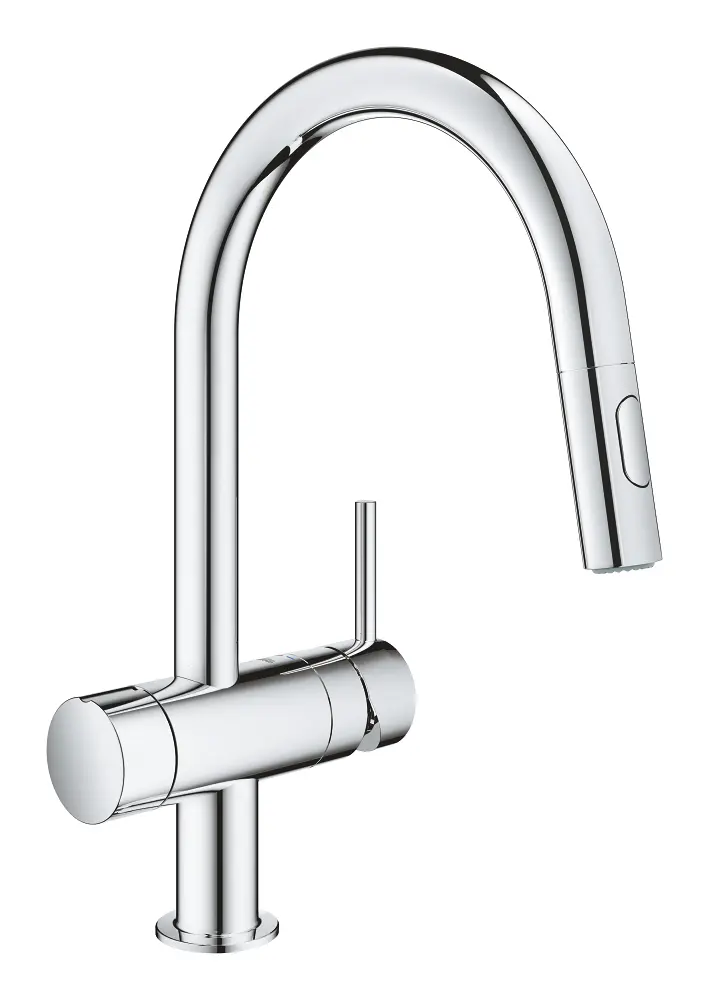 Grohe Minta - virtuves izlietnes maisītājs, ar noslēgvārstu un izvelkamu dušu, hroms 31916000