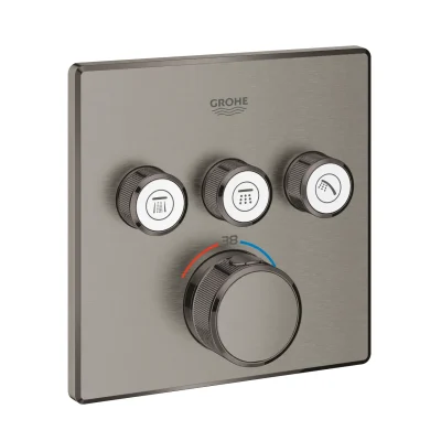 Grohe Grohtherm SmartControl - zemapmetuma dušas maisītājs ar termostatu, 3 vārsti, Hard Graphite birstēts 29126AL0