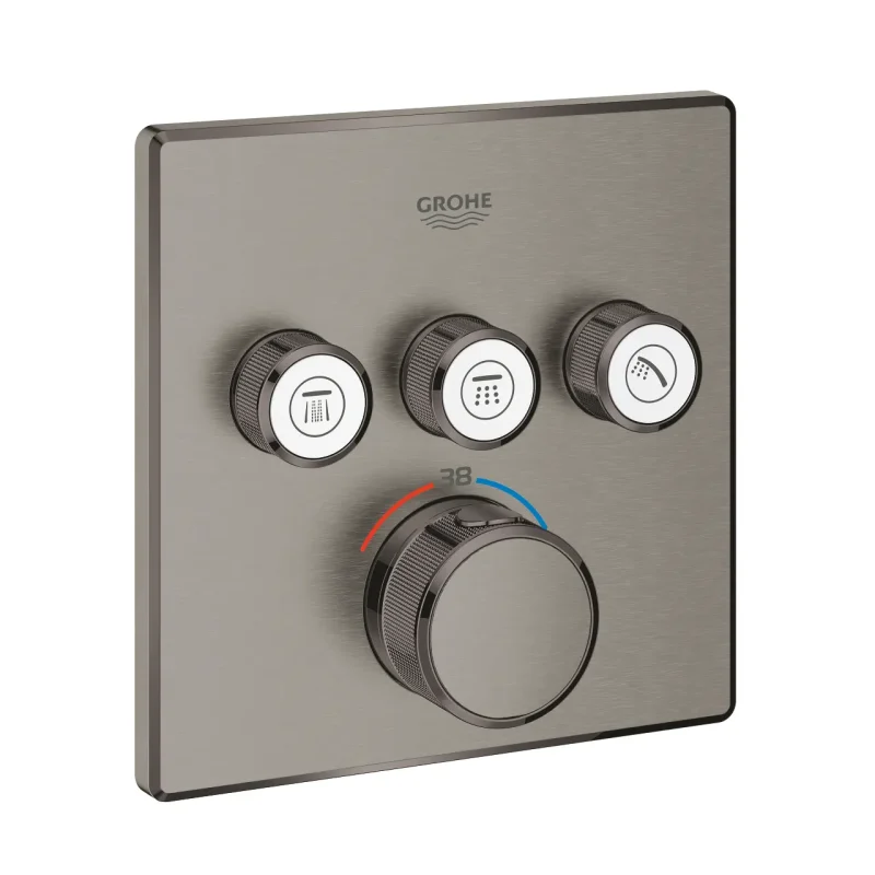 Grohe Grohtherm SmartControl - zemapmetuma dušas maisītājs ar termostatu, 3 vārsti, Hard Graphite birstēts 29126AL0