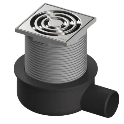 Tece grīdas notekas - noteces komplekts, plakans, 10x10 cm, nerūsējošais tērauds/plastmasa 3601050