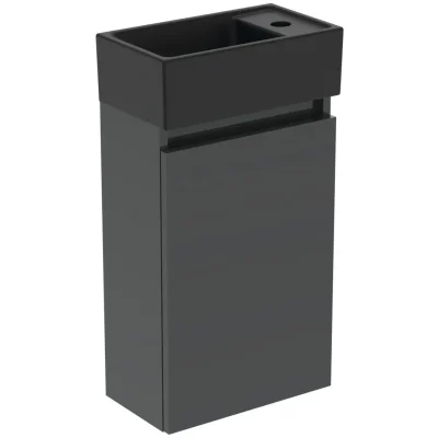 Ideal Standard Eurovit+ - rokas izlietne ar apakšskapi, 55x35x20 cm, 1 durvis, tumši pelēks/zīdaini melns R0578TI