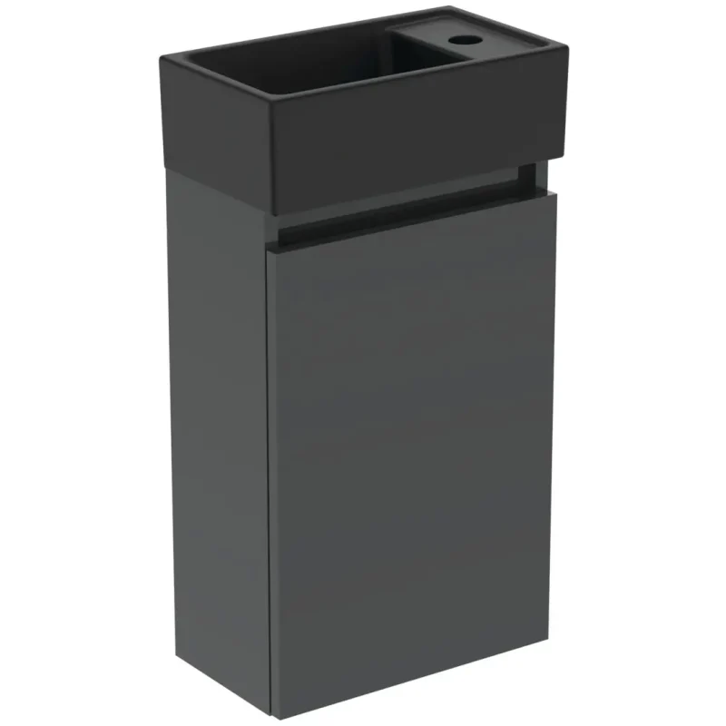 Ideal Standard Eurovit+ - rokas izlietne ar apakšskapi, 55x35x20 cm, 1 durvis, tumši pelēks/zīdaini melns R0578TI