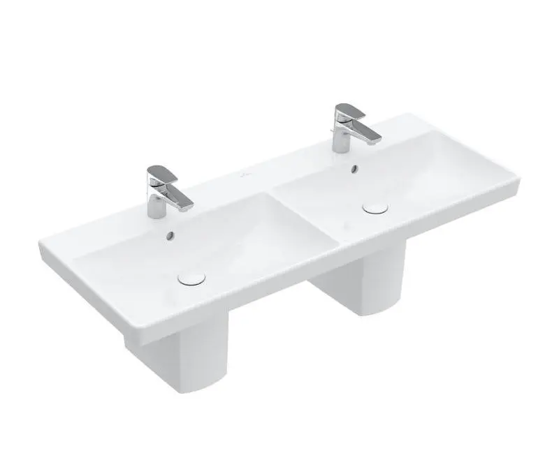 Villeroy & Boch Avento - skapja dubultizlietne 120x47 cm, ar pārplūdi, 2 caurumiem jaucējkrānam, Alpu balts 4A23CK01