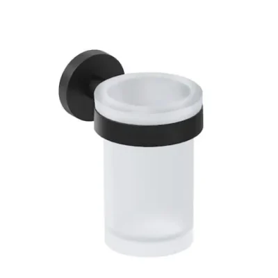 Jika Mio Style - zobu birstes un zobu pastas turētājs, stikls/matēti melns H3822F17160001