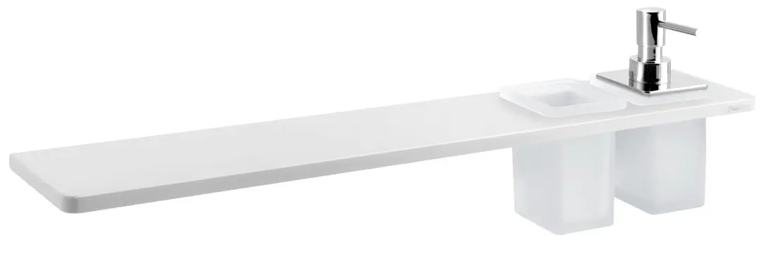 Sapho Abeline - plaukts ar ziepju dozatoru un glāzēm, 60 cm, balts matēts/hromēts AE602-0101-02
