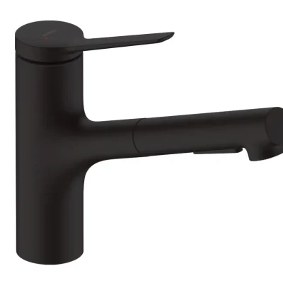 Hansgrohe Zesis M33 - virtuves izlietnes maisītājs ar izvelkamu dušu, sBox, matēti melns 74821670