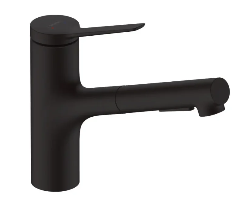 Hansgrohe Zesis M33 - virtuves izlietnes maisītājs ar izvelkamu dušu, sBox, matēti melns 74821670