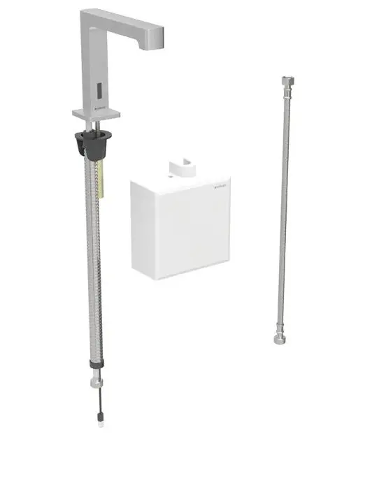 Geberit Brenta - elektronisks izlietnes vārsts, darbība ar baterijām, easy to clean, matēts nerūsējošais tērauds 116.174.SN.1