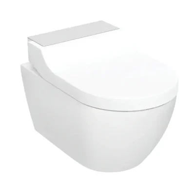 Geberit AquaClean - elektroniskais bidē Tuma Comfort ar keramiku, montāžai pie sienas, TurboFlush, SoftClosing, KeraTect, matēts nerūsējošais tērauds 146.290.FW.1